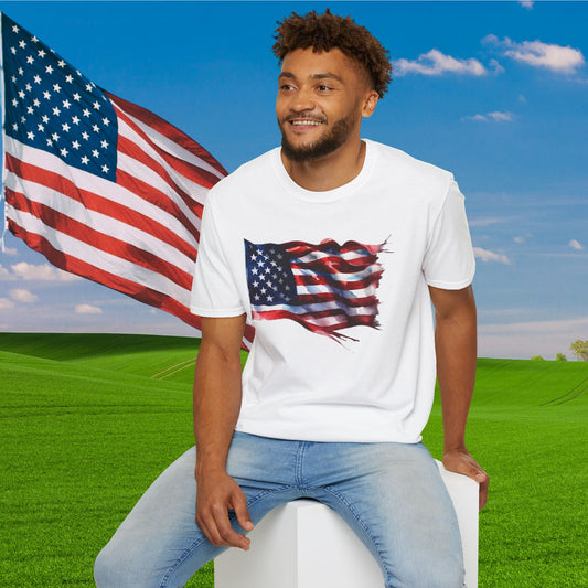 Distressed American Flag Adult T-shirt