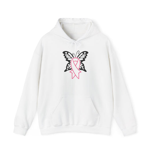 Butterfly Pink Support Ribbon Heavy Blend™ Hooded Sweatshirt