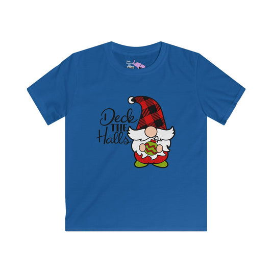 Deck the Halls Plaid Gnome Youth Softstyle Tee