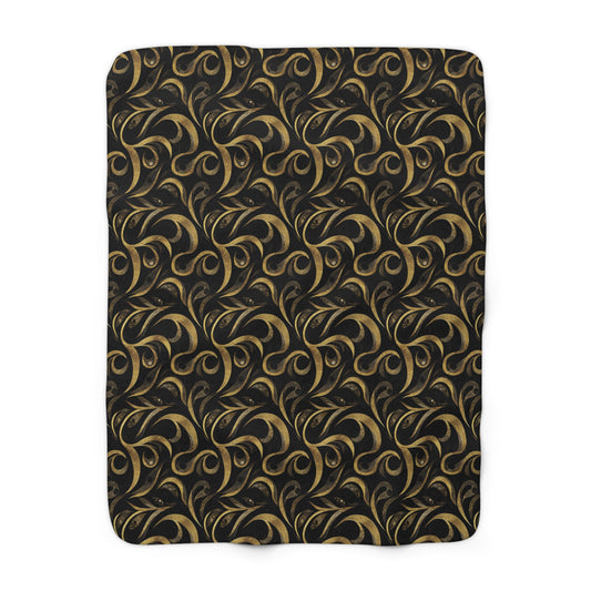 Golden Noir Swirl Fleece Blanket