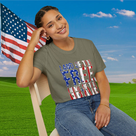 Land of the Free Home of the Brave Adult T-Shirt