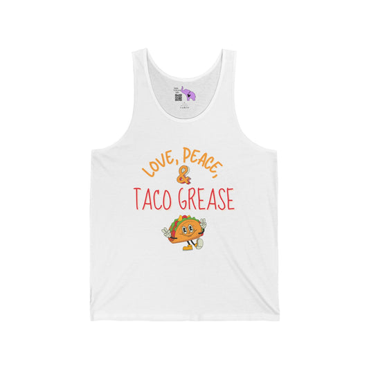 Love, Peace, & Taco Grease Unisex Jersey Tank