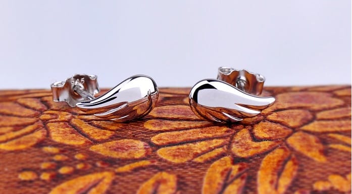 Angel Wings Silver Stud Earrings