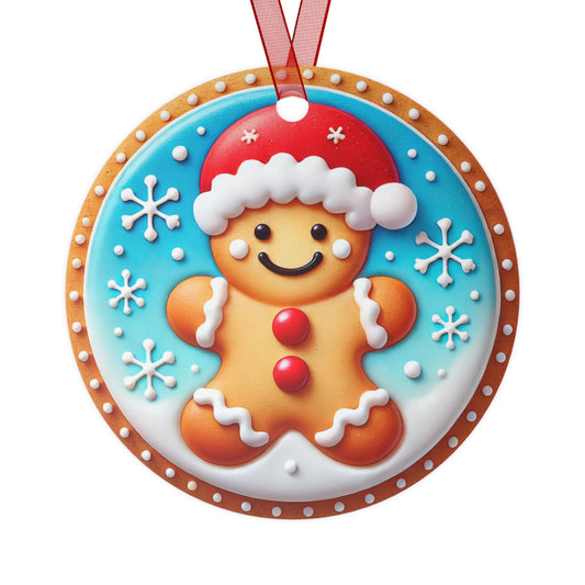 Jolly Gingerbread Metal Ornament
