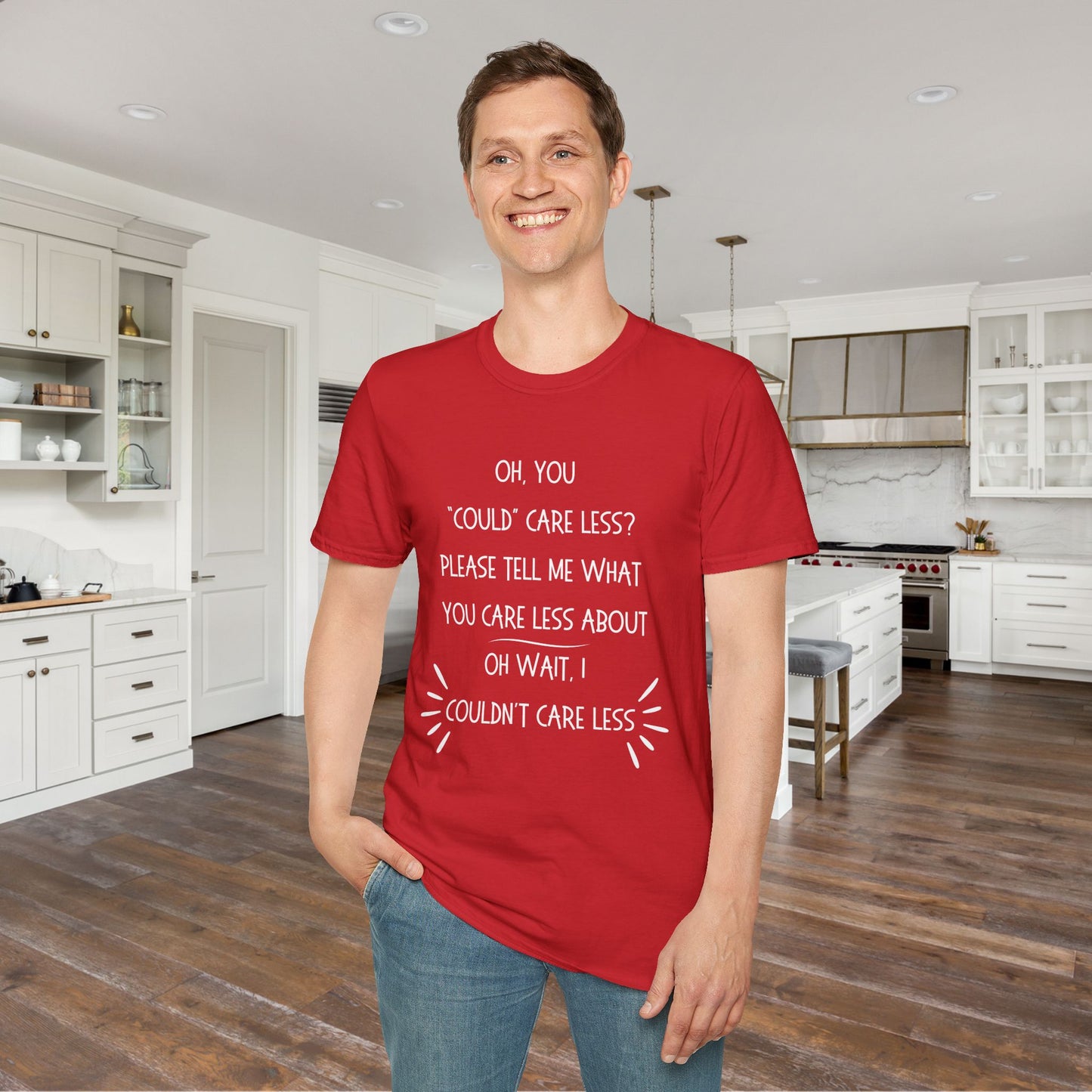 Couldn't Care Less Grammar Adult T-shirt