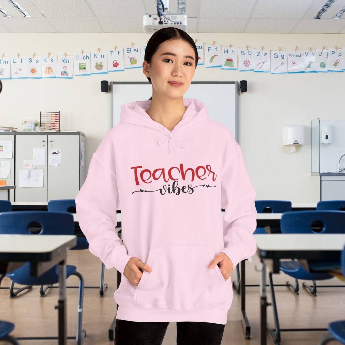 Teacher Vibes Heart Adult Heavy Blend™ Hoodie