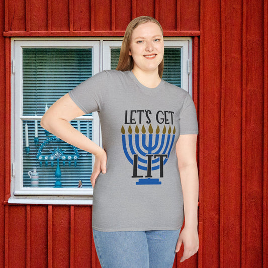 Lets Get Lit Menorah Adult T-shirt