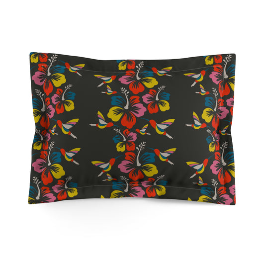 Hummingbirds & Hibiscus Flowers Microfiber Pillow Sham