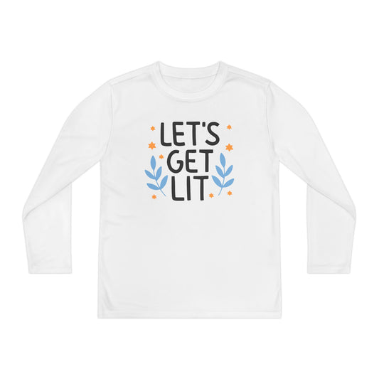 Hanukkah Let's Get Lit Youth Long Sleeve Tee