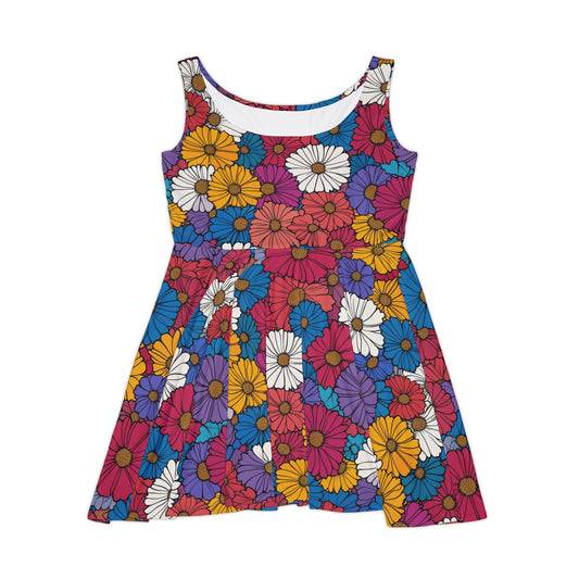 Dark Floral Women's Skater Dress - Fun Spring Floral Dress for Every Occasion
