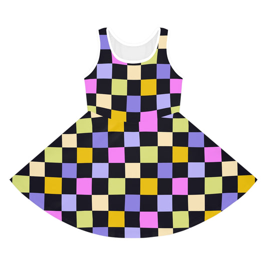 Joyful Checkerboard Girls Sundress