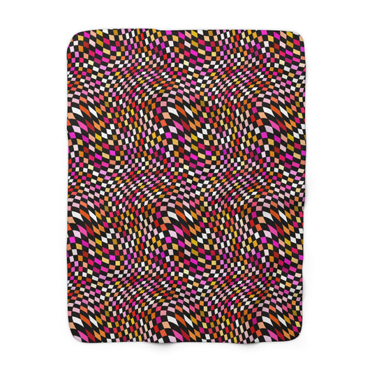 Warped Red Checkered Fleece Blanket