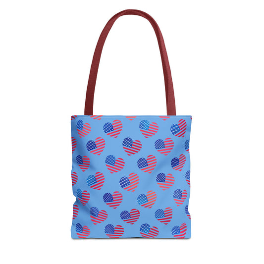American Flag Hearts Canvas Tote Bag