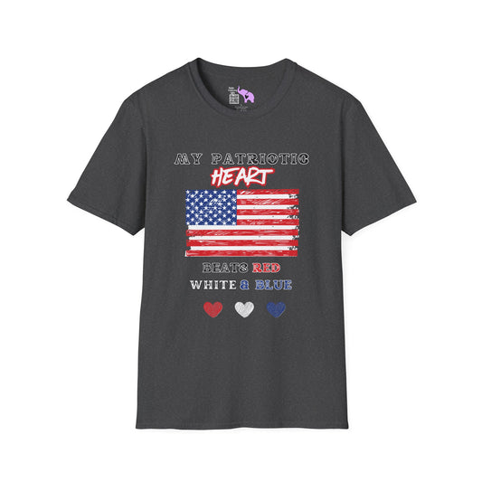 My Patriotic Heart Bleeds Red White & Blue Adult T-shirt