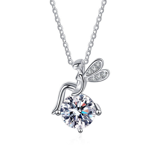 Flower Fairy Moissanite 925 Sterling Silver Necklace