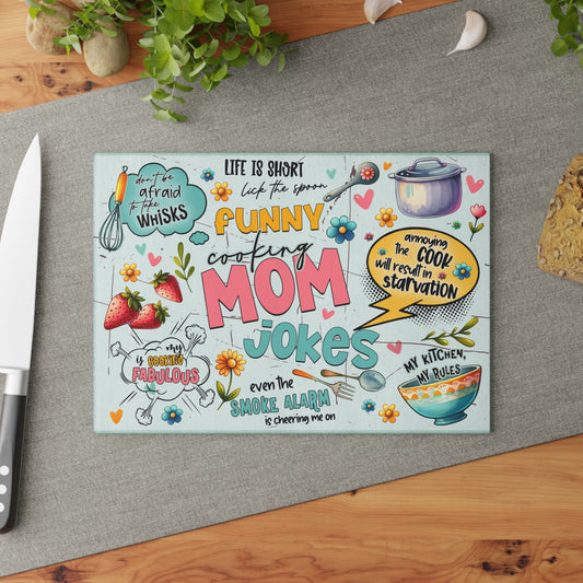Funny Mom Cooking Jokes Glass Cutting Board