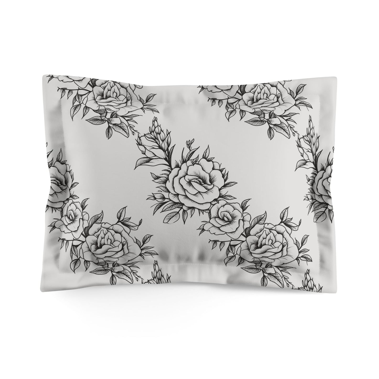 Midnight Rose Sketch Microfiber Pillow Sham