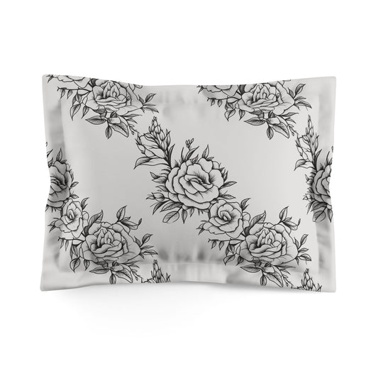 Midnight Rose Sketch Microfiber Pillow Sham