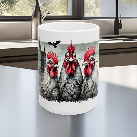 Spooky Chicken Ceramic Mug, (11oz, 15oz)