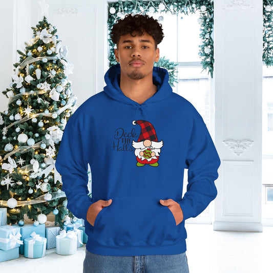 Deck the Halls Plaid Gnome Adult Heavy Blend™ Hooded Sweatshirt