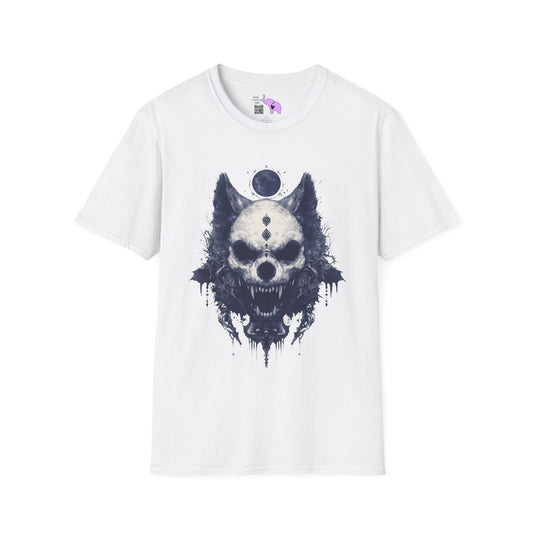 Creepy Skull Wolf Adult T-shirt