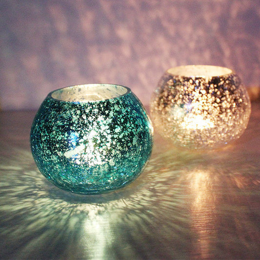 Cracked Glass Ball Candle Holder