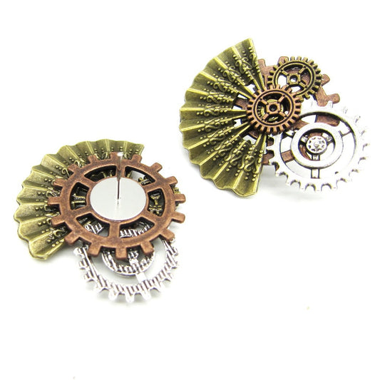 Steampunk Sector Gear Stud Earrings