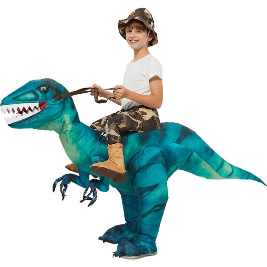Blue Velociraptor Inflatable Costume for Kids, Teens, & Adults