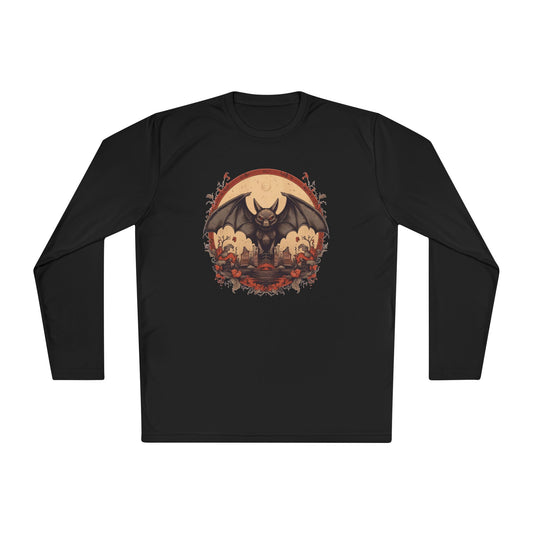 Creepy Bats Over Moon 10 Adult Long Sleeve Tee