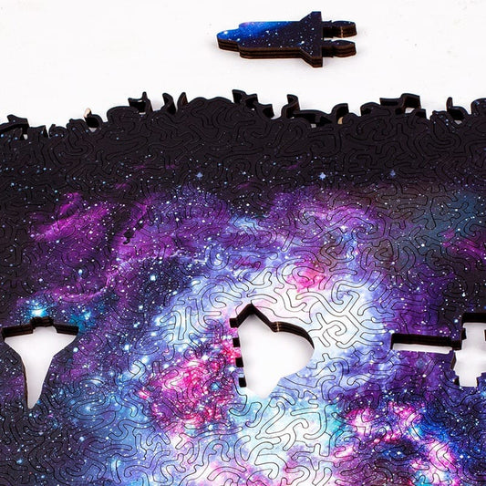 Cosmic Galaxy Wooden Puzzle – Space Adventure Jigsaw with Astronaut & Rocket Pieces