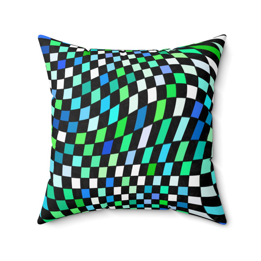 Warped Green Checkered Duvet Bedding Set