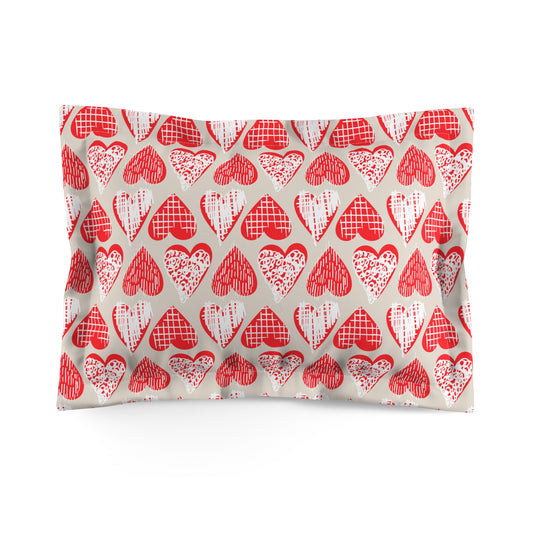 Doodle Hearts Microfiber Pillow Sham