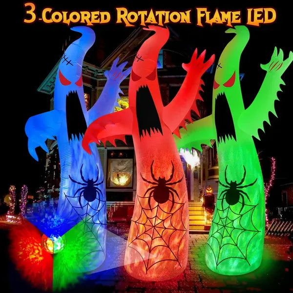 12FT Phantom Flame Ghost Halloween Inflatable with Rotating LED Lights