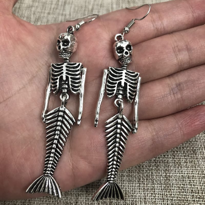 Mermaid Skeleton Dangle Earrings