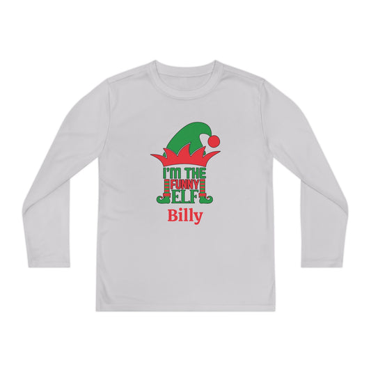 I'm The Funny Elf Personalized Youth Long Sleeve Tee