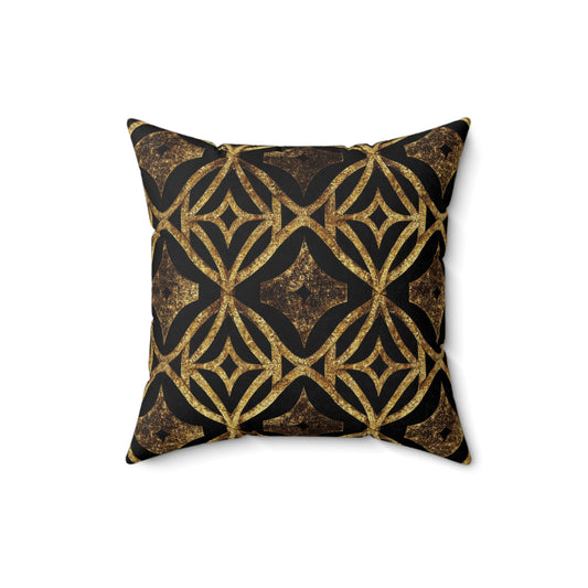 Golden Star Lattice Throw Pillow