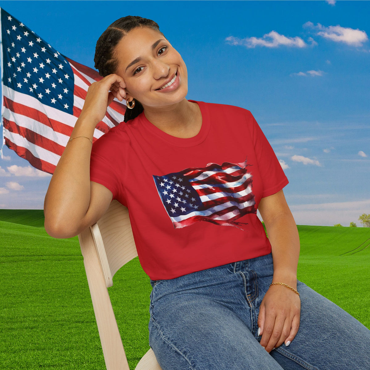 Distressed American Flag Adult T-shirt