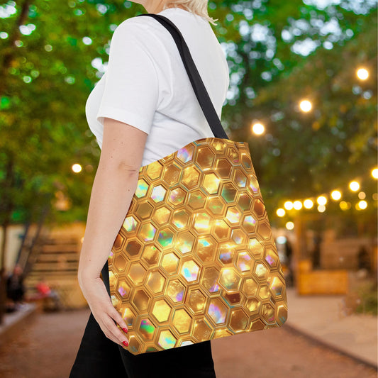 Golden Prism Grid Canvas Tote Bag