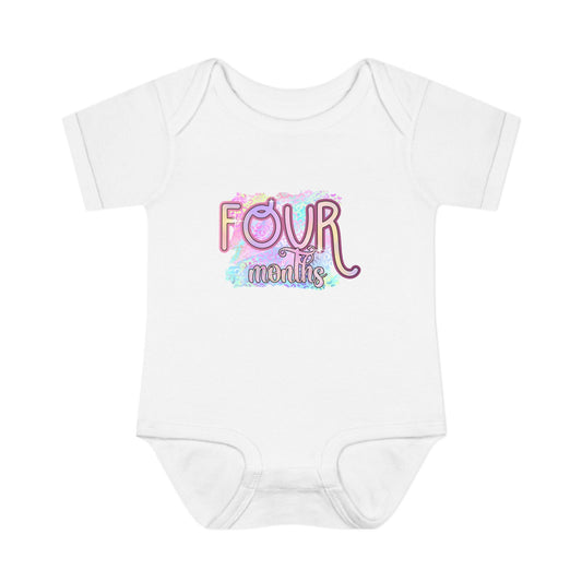 Pastel Wild One Milestone Baby Bodysuit-Four Months