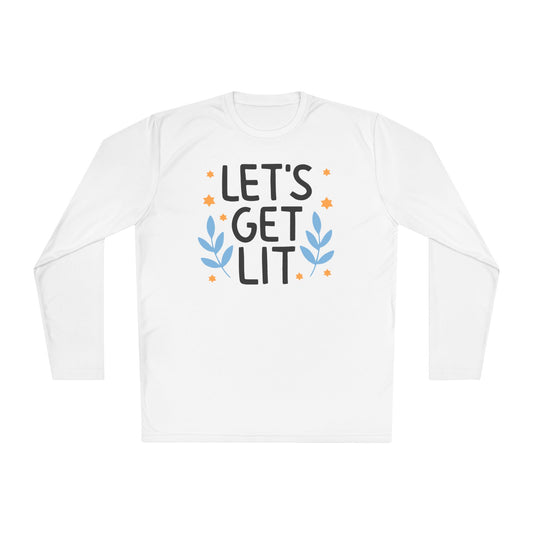Hanukkah Let's Get Lit Adult Long Sleeve Tee
