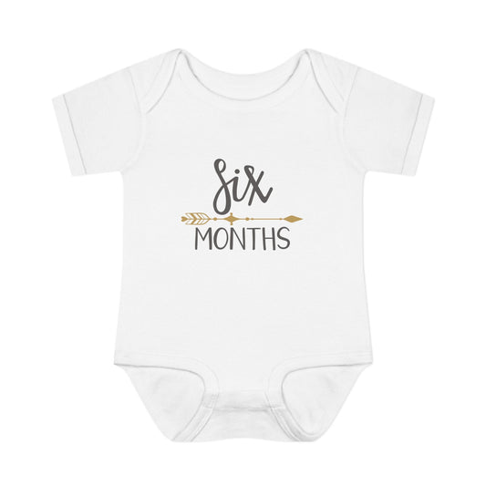Golden Arrow Milestone Baby Bodysuit-Six Months