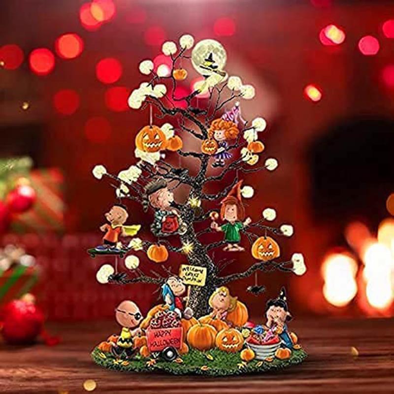 Charlie Brown Glowing Halloween Pumpkin Ornament Tree