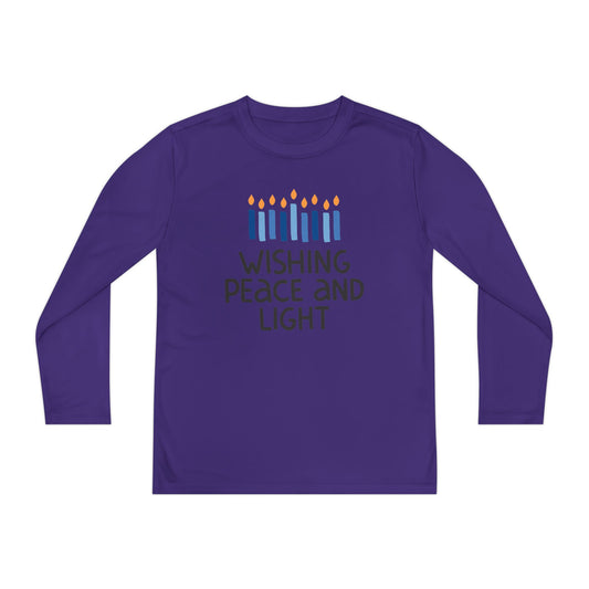 Hanukkah Wishing Peace & LIght Youth Long Sleeve Tee