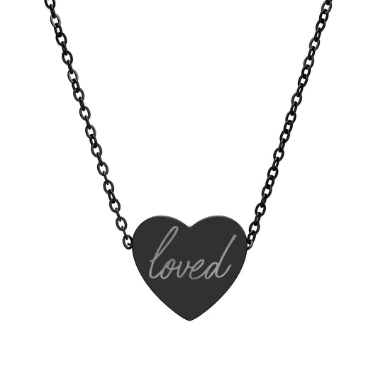 'loved' Engraved Heart Necklace