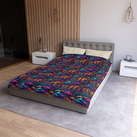 Psychedelic Spore Forest Microfiber Duvet Cover