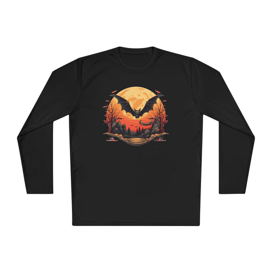 Creepy Bats Over Moon 3 Adult Long Sleeve Tee