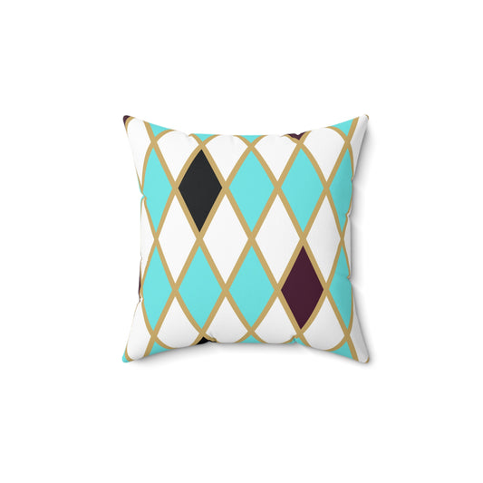 Teal/White Harlequin Throw Pillow