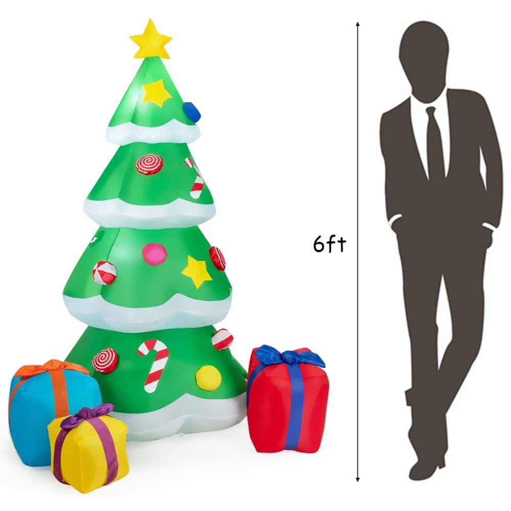 6FT Lighted Christmas Tree Inflatable with Gifts
