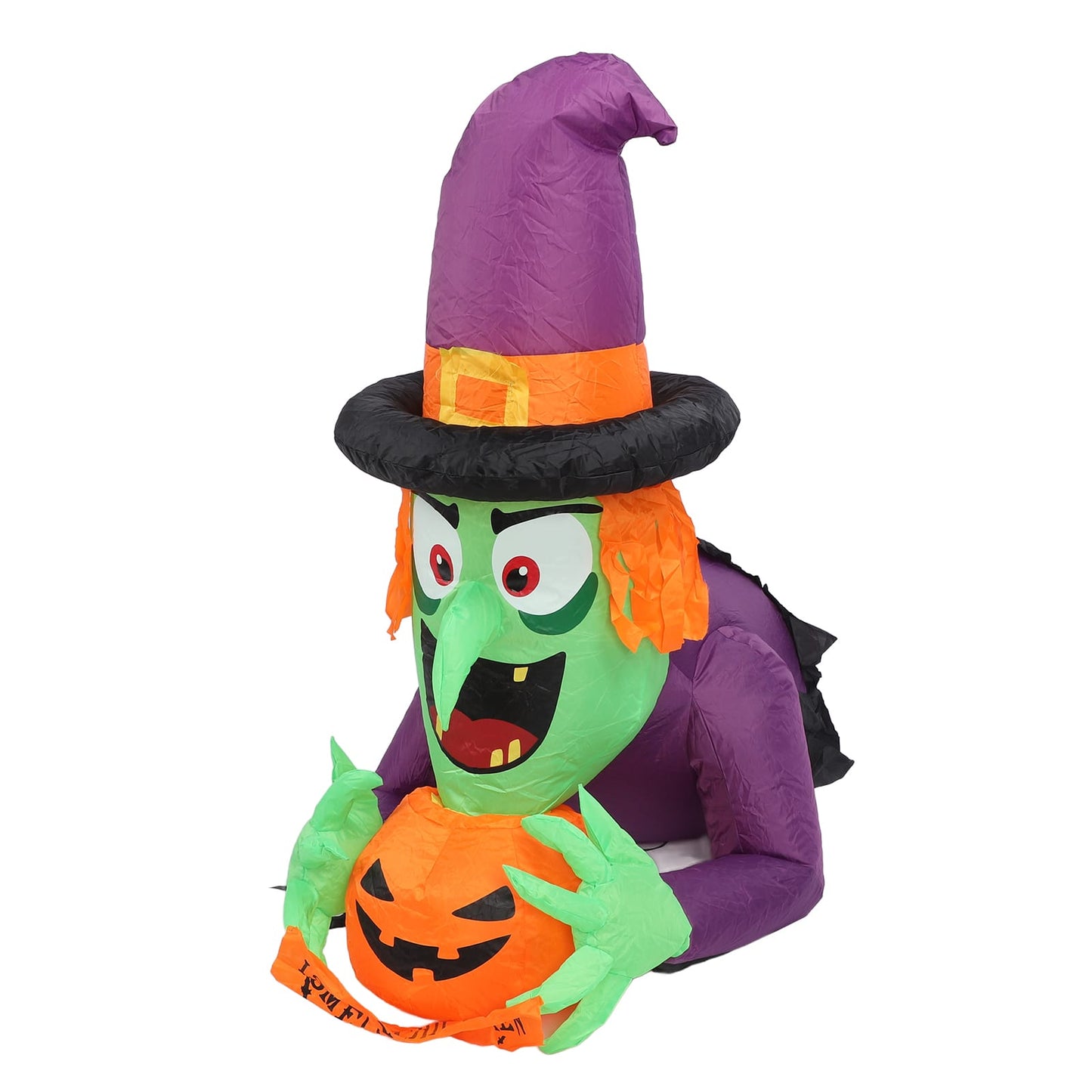 4.4FT Crawling Witch Halloween Inflatable with Pumpkin
