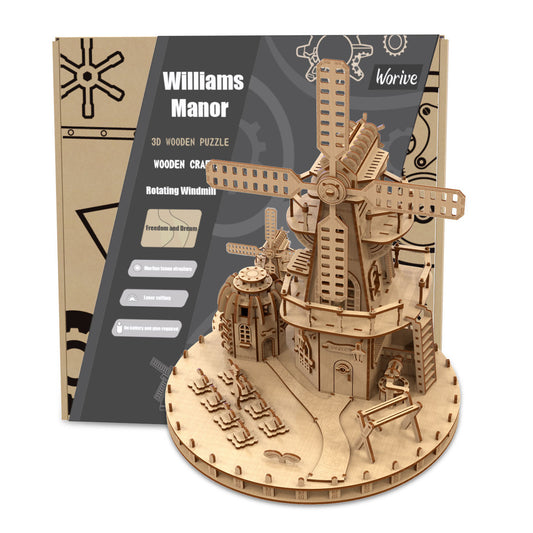 Beautiful Dutch Windmill Music Box Wooden Puzzle DIY